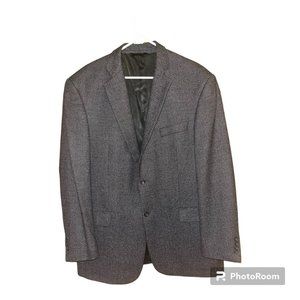 Joseph & Feiss Men's Dark Gray Tweed 100% Lambswool 2-Button Blazer,‎ Size 44L